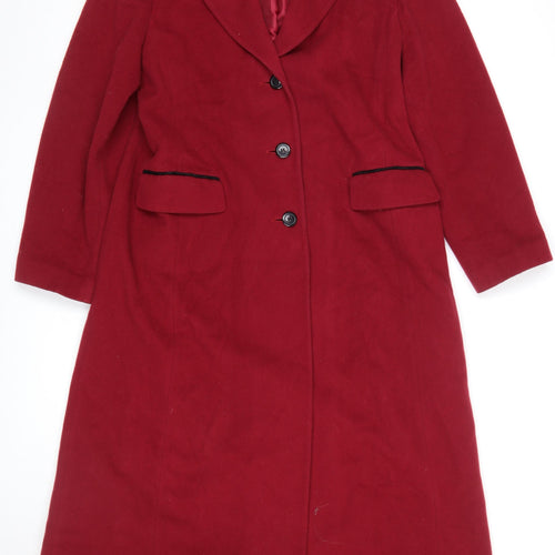 Country Casuals Women Red Wool Cashmere Blend Long Coat Size 16