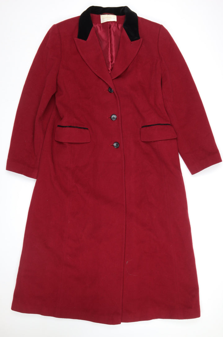 Country Casuals Women Red Wool Cashmere Blend Long Coat Size 16