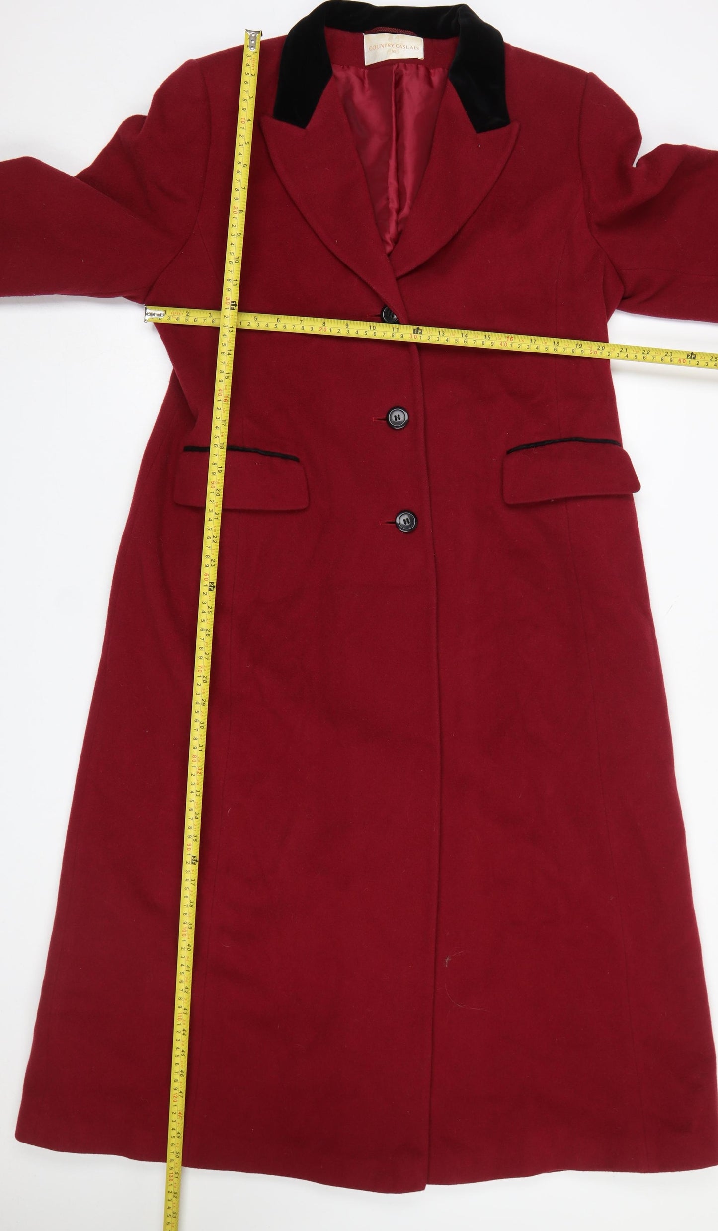 Country Casuals Women Red Wool Cashmere Blend Long Coat Size 16