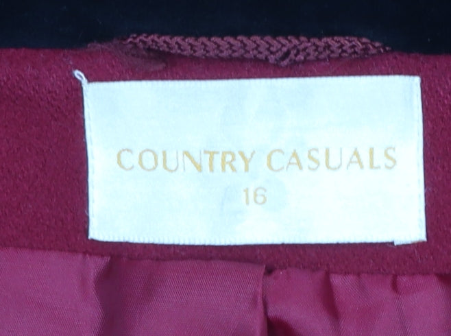 Country Casuals Women Red Wool Cashmere Blend Long Coat Size 16