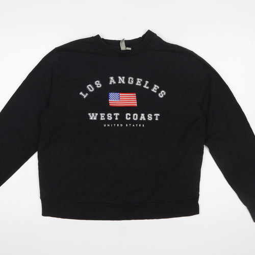 ASOS Women Black Los Angeles West Coast Cotton Sweatshirt UK 10