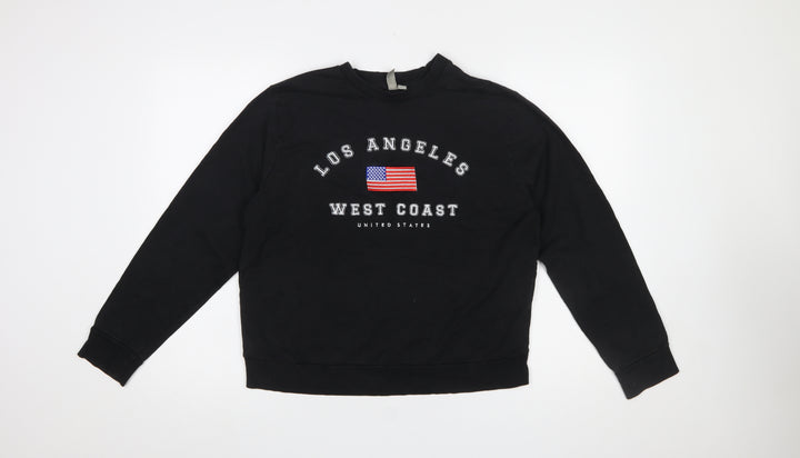 ASOS Women Black Los Angeles West Coast Cotton Sweatshirt UK 10