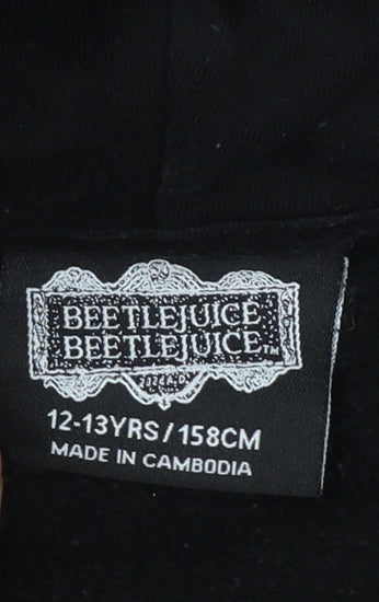 Primark Girls Black Beetlejuice Pullover Hoodie 12-13 Years