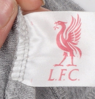 Liverpool F.C. Women's Grey Short Sleeve Hoodie Size 16 V Neck Pullover