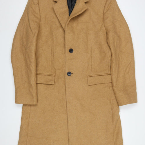 Zara Women Beige Wool Blend Long Overcoat Size 12