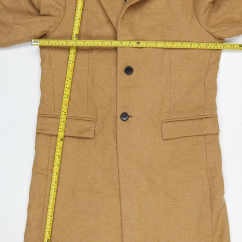Zara Women Beige Wool Blend Long Overcoat Size 12