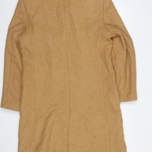 Zara Women Beige Wool Blend Long Overcoat Size 12