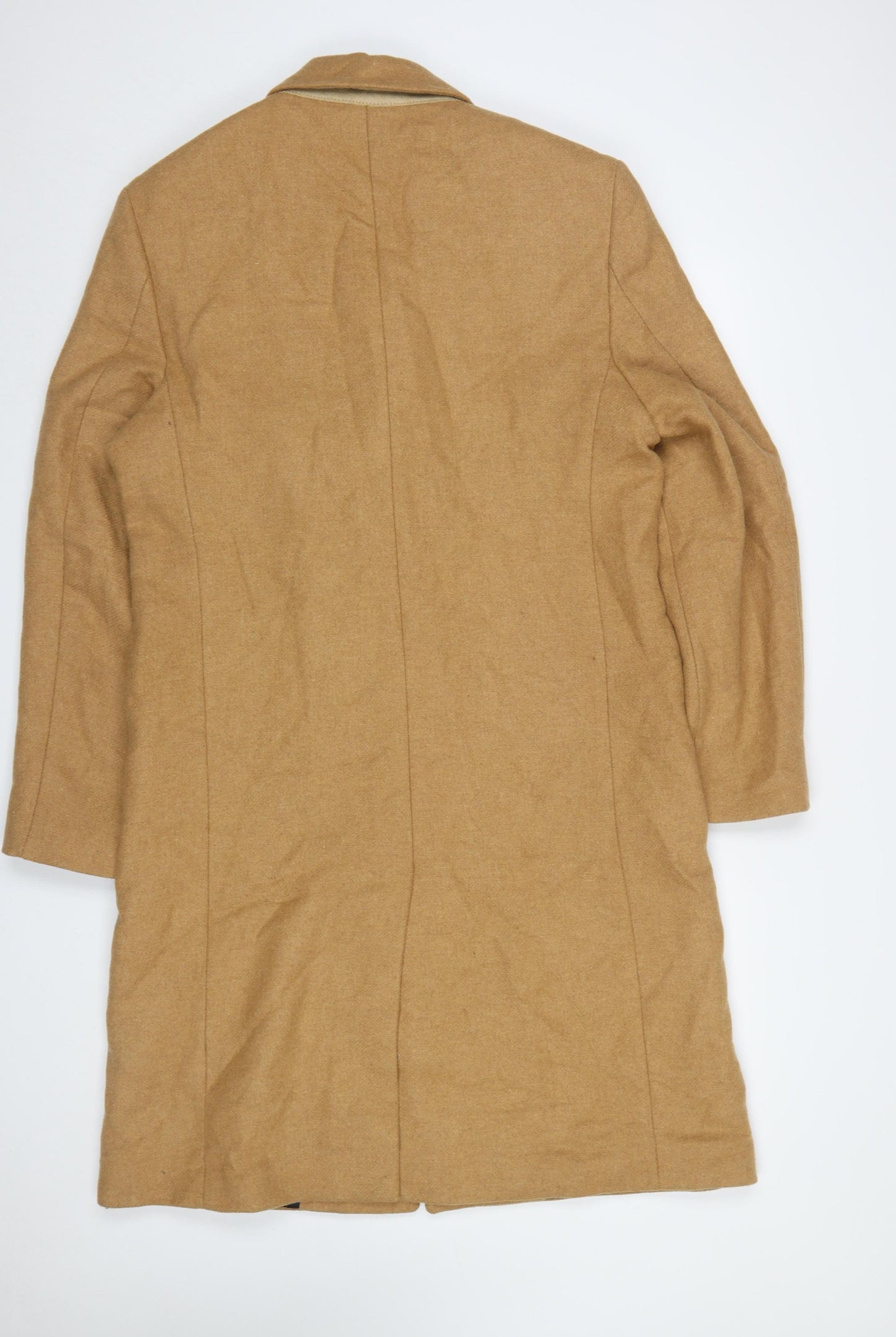 Zara Women Beige Wool Blend Long Overcoat Size 12