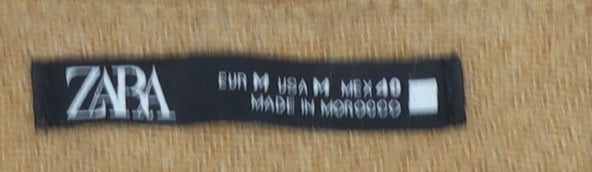 Zara Women Beige Wool Blend Long Overcoat Size 12