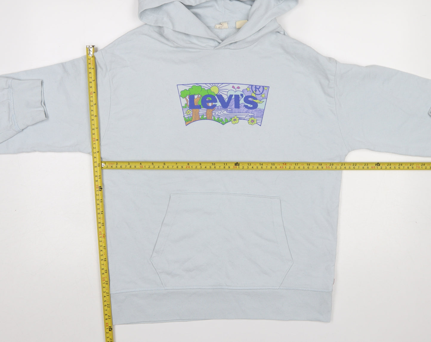 Levi's Women Blue Pullover Hoodie Medium Cotton Blend Graphic Print
