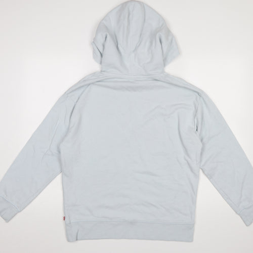 Levi's Women Blue Pullover Hoodie Medium Cotton Blend Graphic Print