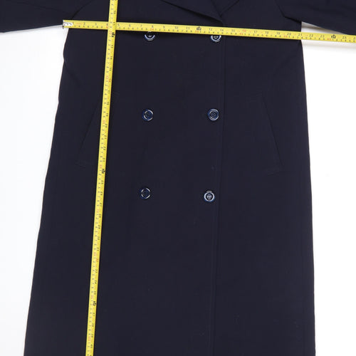 Wensum Women's Blue Wool Blend Long Overcoat Size 12 Classic Style