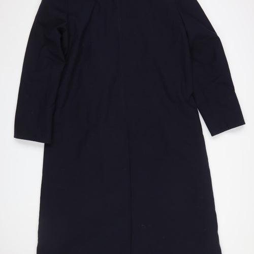 Wensum Women's Blue Wool Blend Long Overcoat Size 12 Classic Style