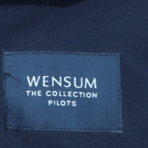 Wensum Women's Blue Wool Blend Long Overcoat Size 12 Classic Style