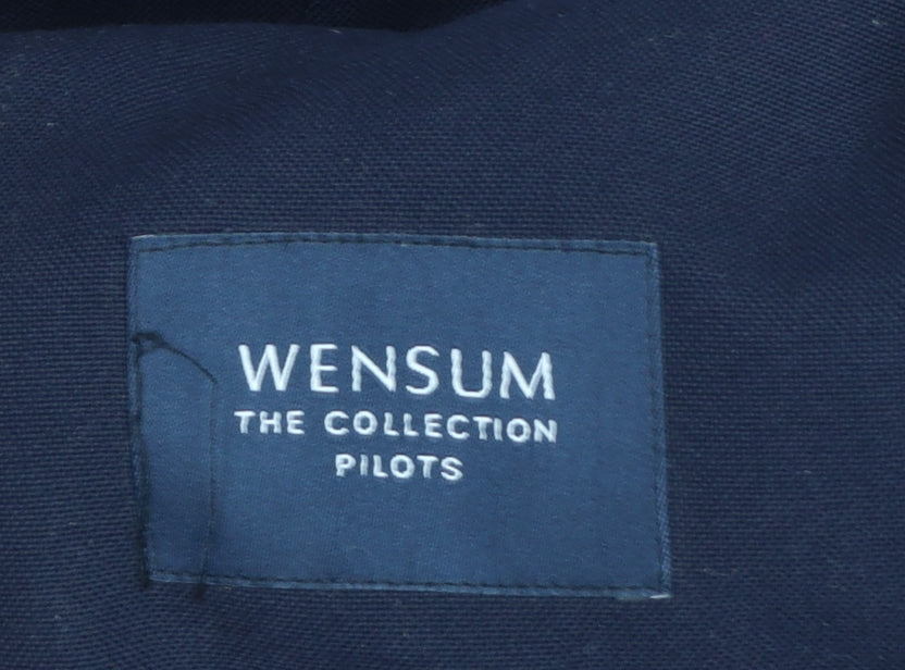 Wensum Women's Blue Wool Blend Long Overcoat Size 12 Classic Style