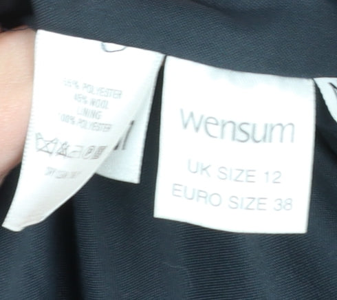 Wensum Women's Blue Wool Blend Long Overcoat Size 12 Classic Style