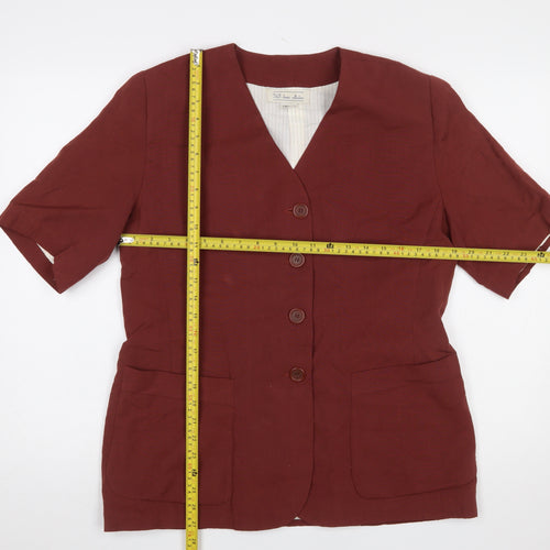 Marks and Spencer Women Burgundy Linen Blend Short Sleeve Suit Jacket UK 16
