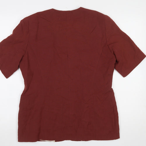 Marks and Spencer Women Burgundy Linen Blend Short Sleeve Suit Jacket UK 16