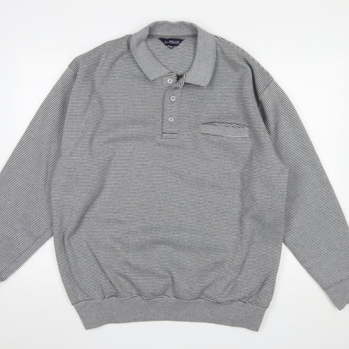 J.J. Willis Men’s Grey Striped Collared Henley Sweatshirt 2XL