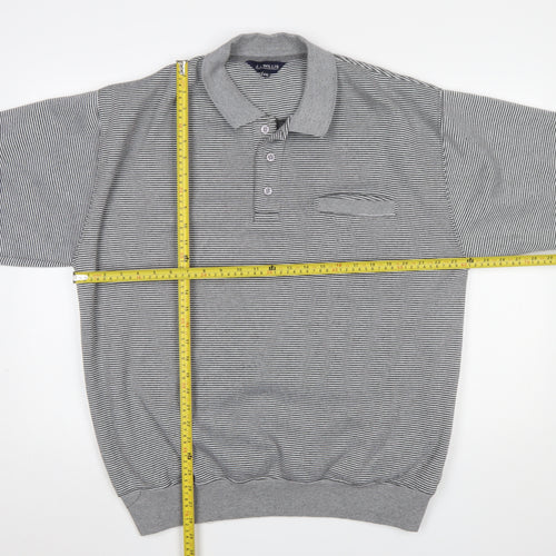 J.J. Willis Men’s Grey Striped Collared Henley Sweatshirt 2XL