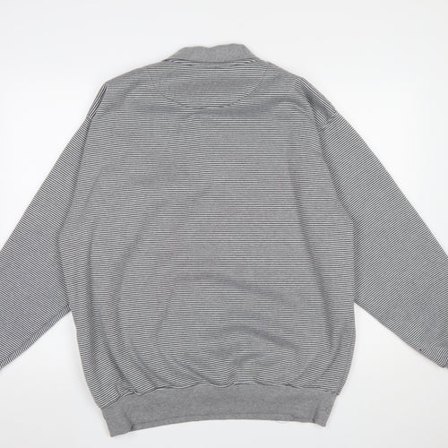 J.J. Willis Men’s Grey Striped Collared Henley Sweatshirt 2XL