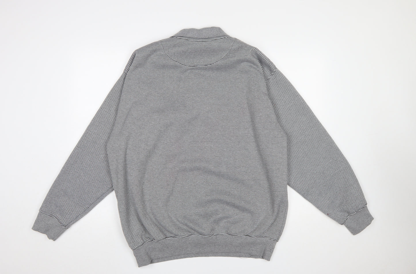 J.J. Willis Men’s Grey Striped Collared Henley Sweatshirt 2XL