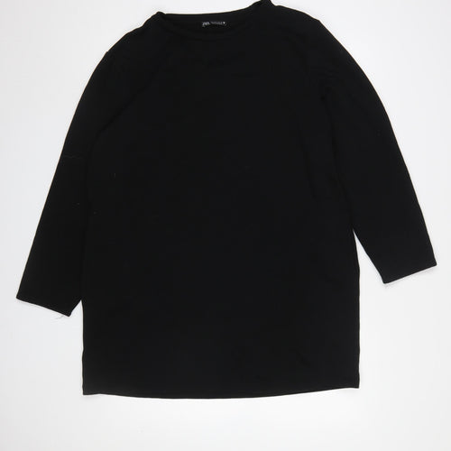 Zara Women Black Long Sleeve Shift Knee Length Dress Size 14