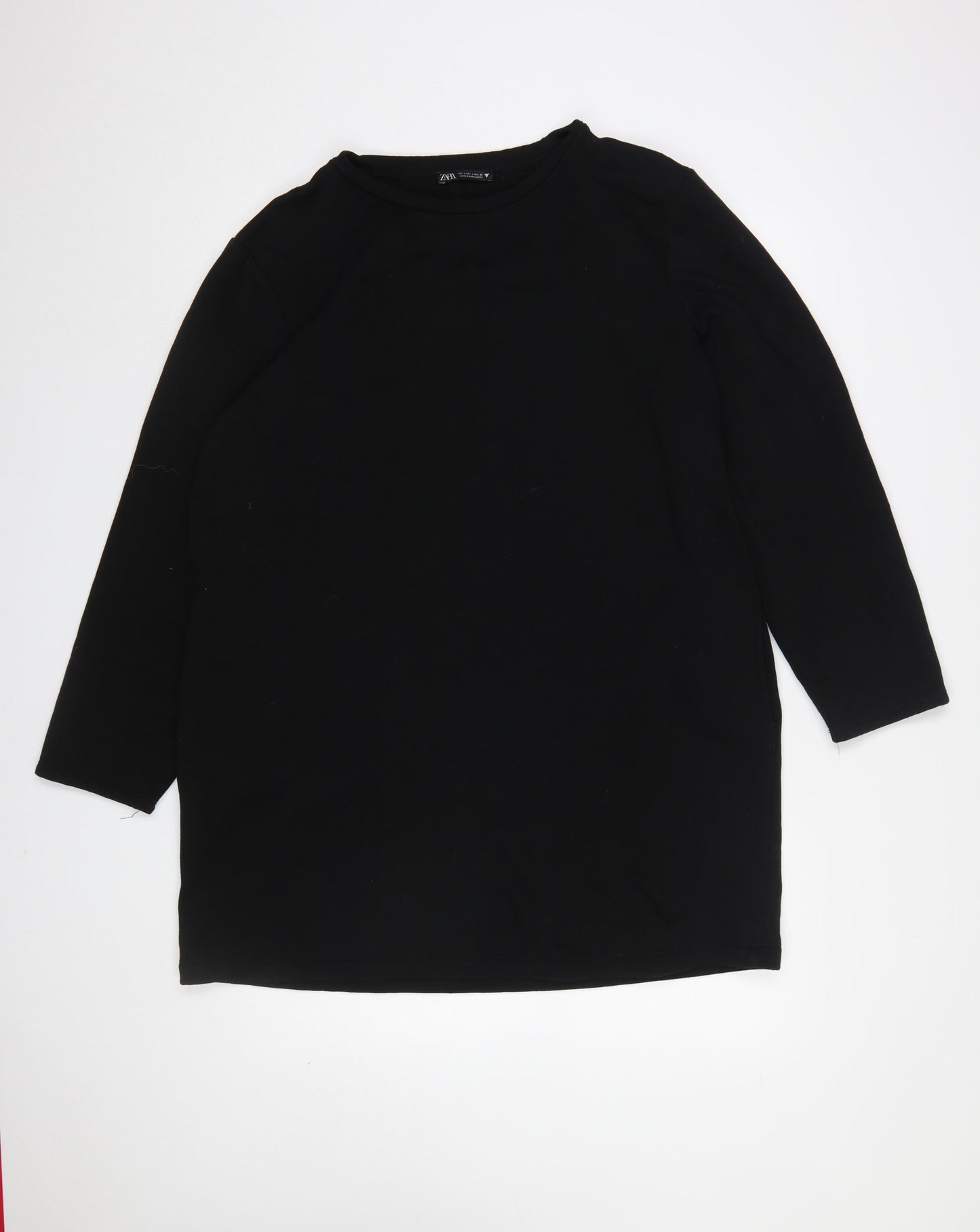 Zara Women Black Long Sleeve Shift Knee Length Dress Size 14