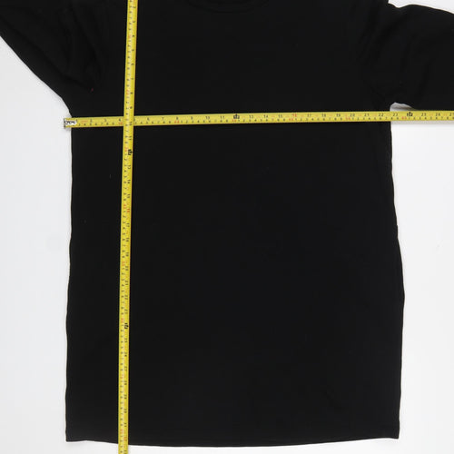 Zara Women Black Long Sleeve Shift Knee Length Dress Size 14