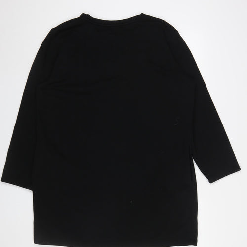 Zara Women Black Long Sleeve Shift Knee Length Dress Size 14