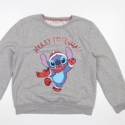 Disney Primark Women's Grey Stitch Christmas Sweatshirt Size M 12/14