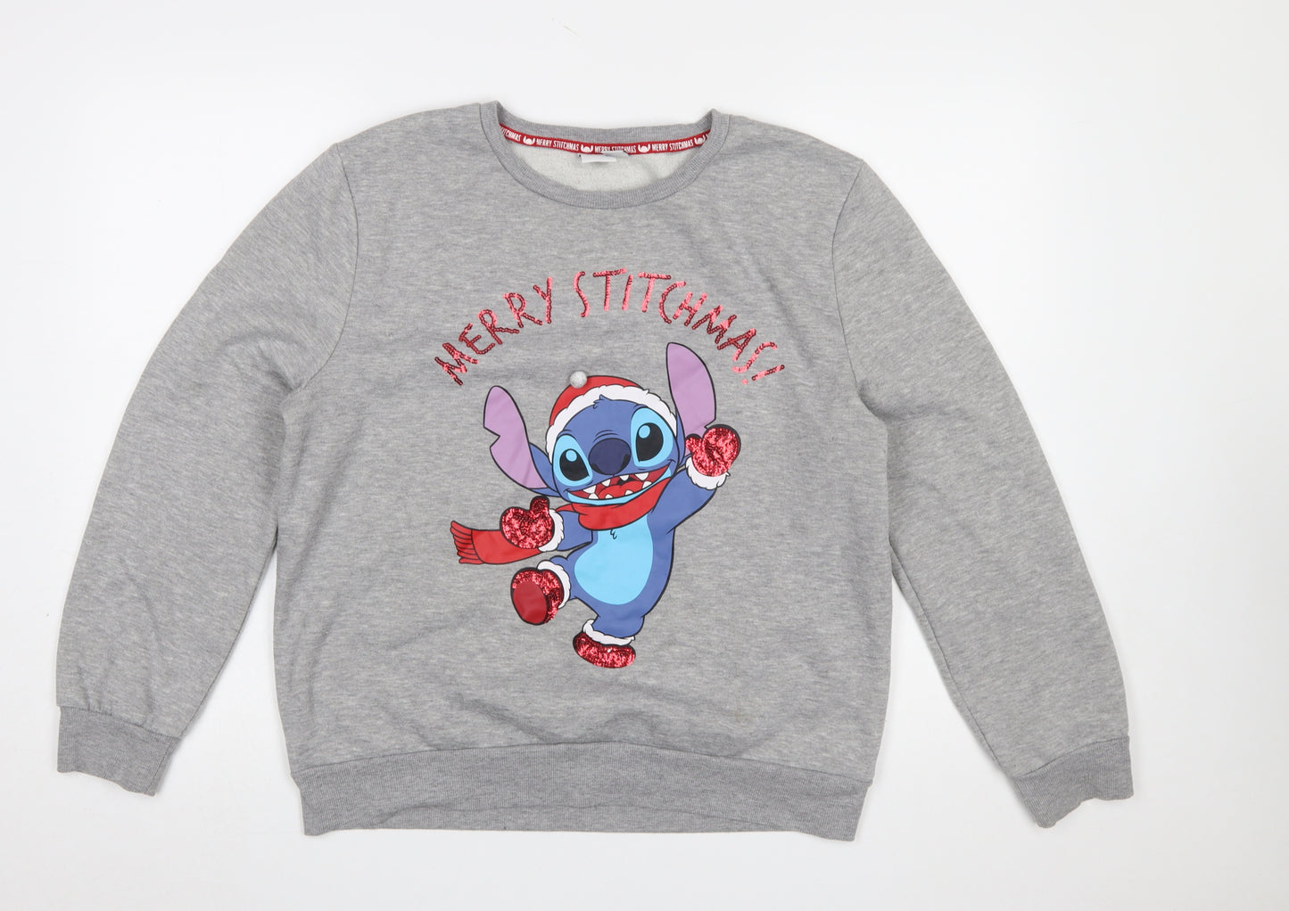 Disney Primark Women's Grey Stitch Christmas Sweatshirt Size M 12/14