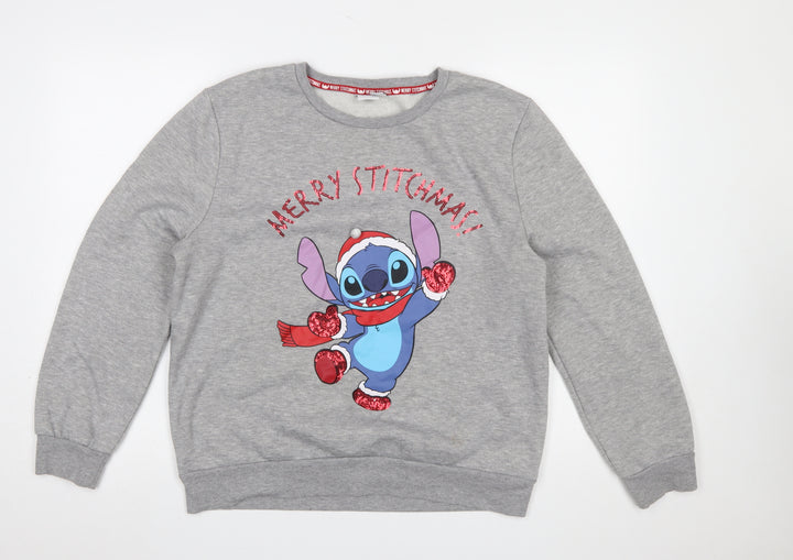 Disney Primark Women's Grey Stitch Christmas Sweatshirt Size M 12/14