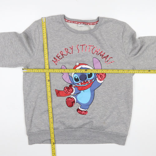 Disney Primark Women's Grey Stitch Christmas Sweatshirt Size M 12/14