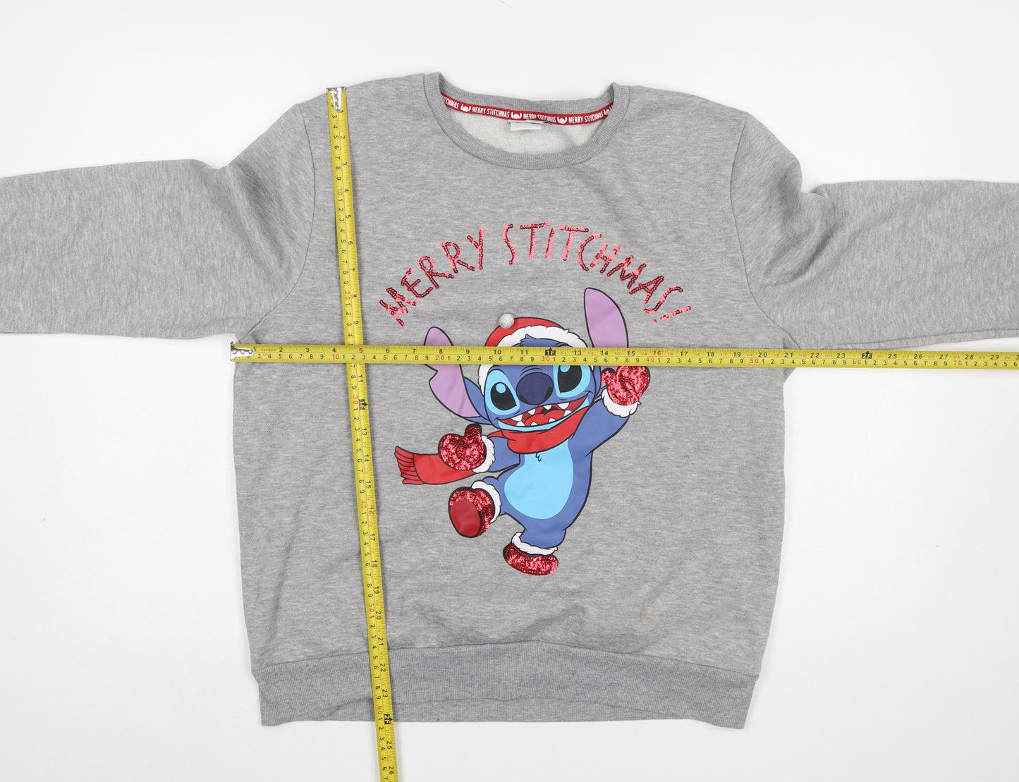 Disney Primark Women's Grey Stitch Christmas Sweatshirt Size M 12/14