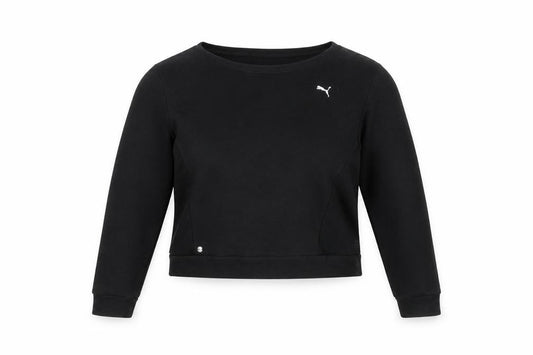 Front view of Puma Women's Black Crew Neck Long Sleeve Pullover Sweatshirt, size 14