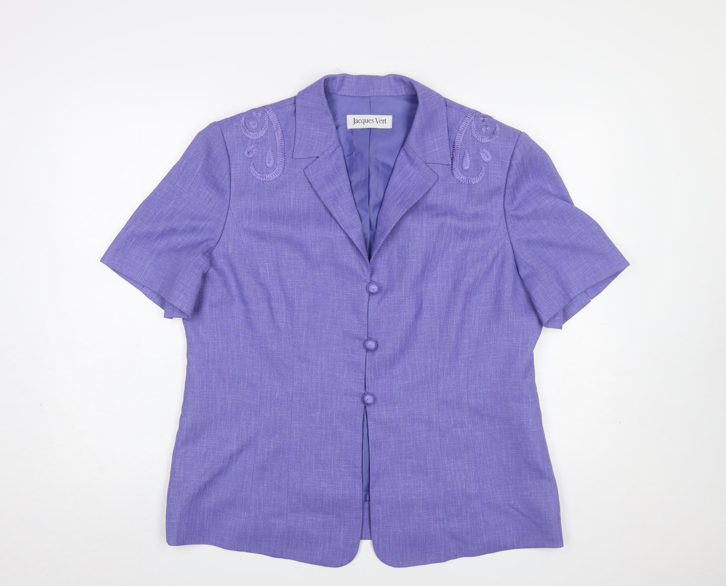 Jacques Vert Women's Purple Size 18 Short Sleeve Suit Jacket