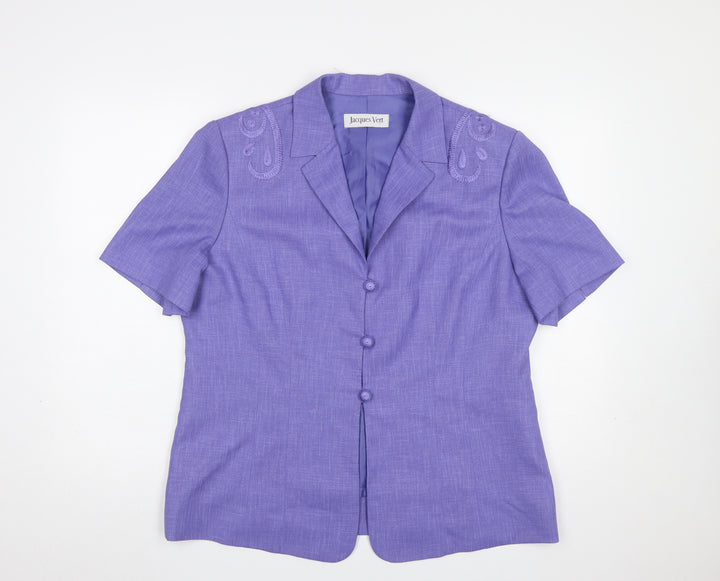 Jacques Vert Women's Purple Size 18 Short Sleeve Suit Jacket