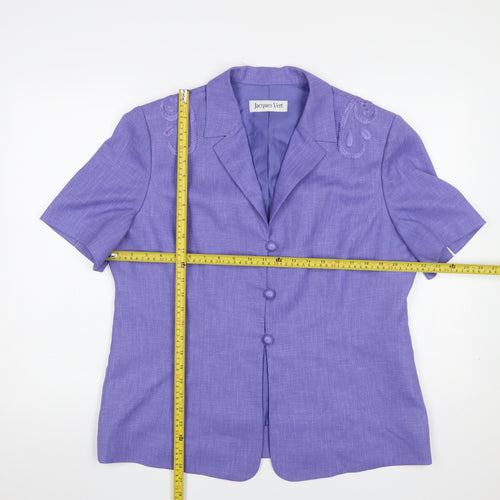 Jacques Vert Women's Purple Size 18 Short Sleeve Suit Jacket