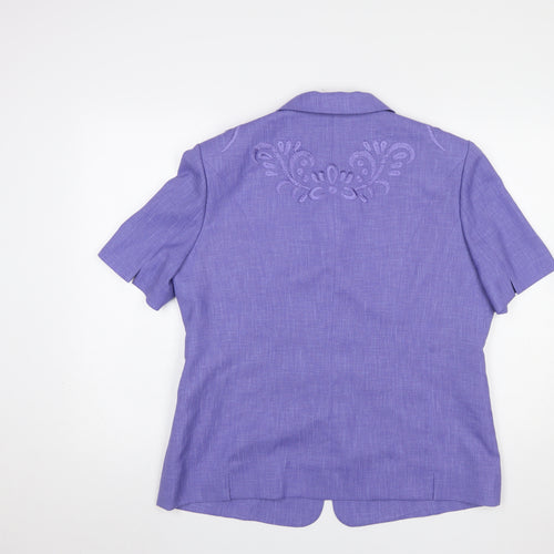 Jacques Vert Women's Purple Size 18 Short Sleeve Suit Jacket