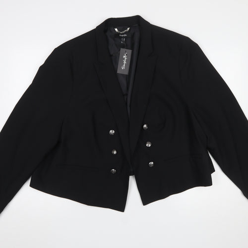 Simply Be Women's Black Double-Breasted Blazer Jacket Size 30
