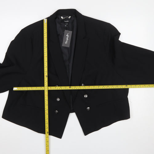 Simply Be Women's Black Double-Breasted Blazer Jacket Size 30