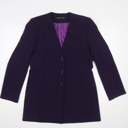 Jacques Vert Women’s Purple Pinstripe Long Blazer Size 10