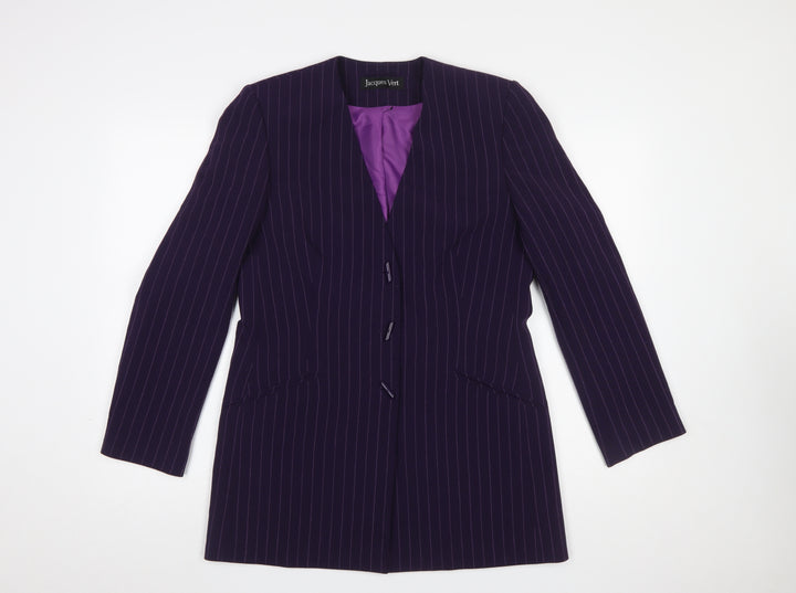 Jacques Vert Women’s Purple Pinstripe Long Blazer Size 10