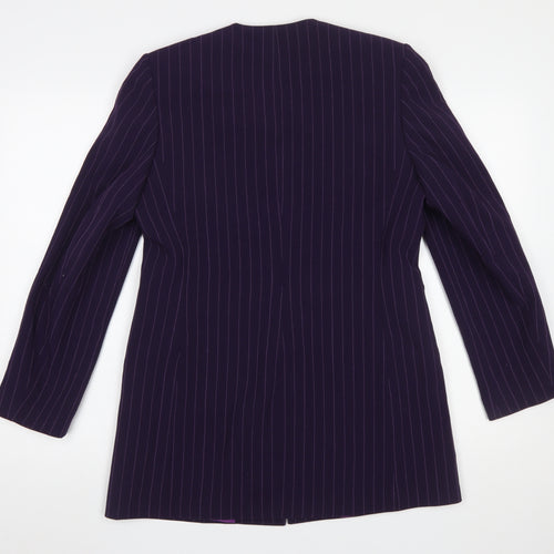 Jacques Vert Women’s Purple Pinstripe Long Blazer Size 10