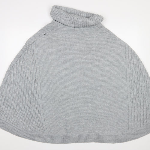Next Women Grey Roll Neck Cable Knit Cape Jumper L