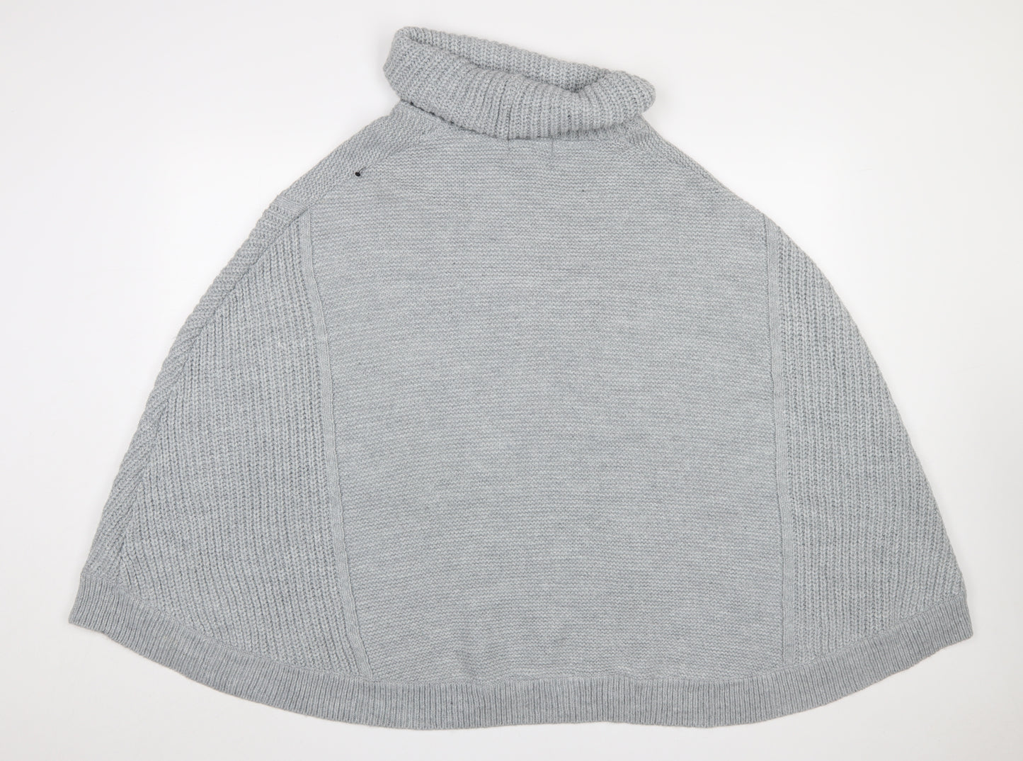 Next Women Grey Roll Neck Cable Knit Cape Jumper L