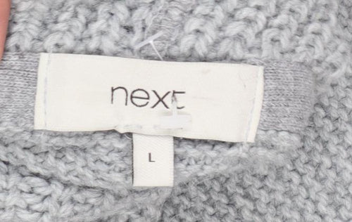 Next Women Grey Roll Neck Cable Knit Cape Jumper L