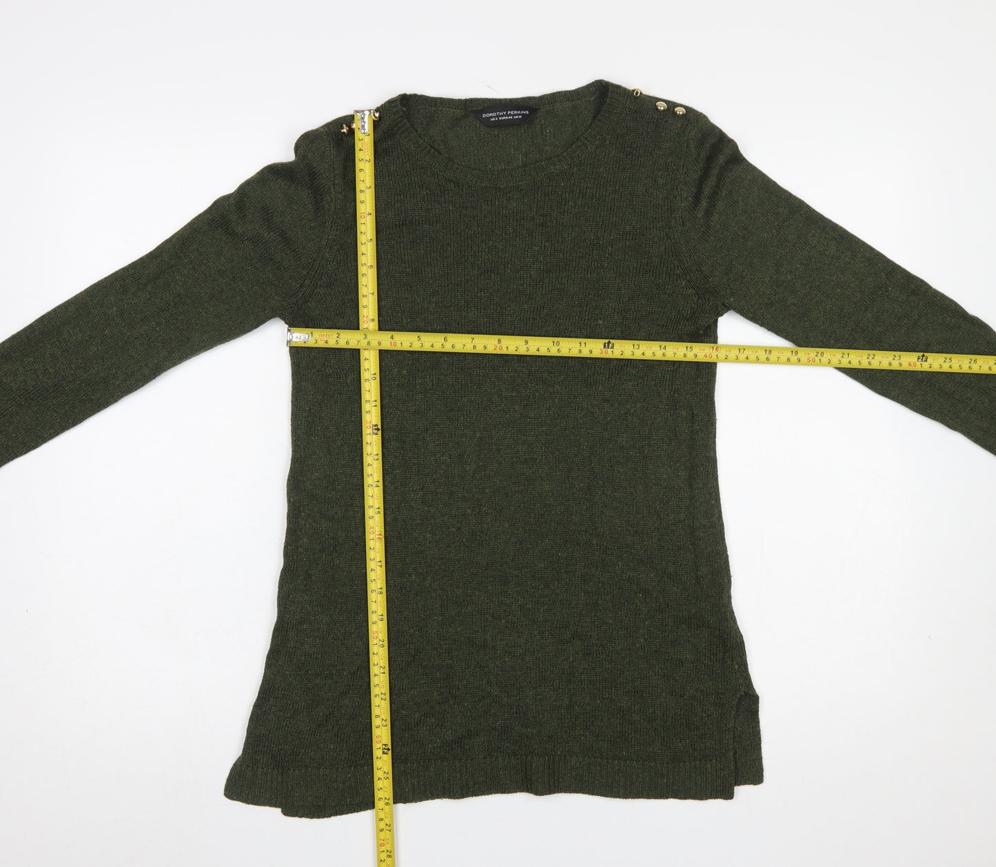 Dorothy Perkins Women Green Crew Neck Long Sleeve Pullover Jumper UK 12
