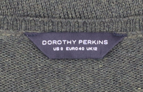 Dorothy Perkins Women Green Crew Neck Long Sleeve Pullover Jumper UK 12